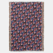 ピンク、サンゴ、ティール(緑がかった色)おもしろい羽毛模様フロント スローブランケット (正面縦)