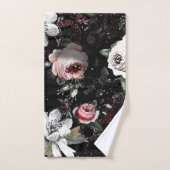 ピンク、サンゴ、白および黒のビクトリアンバラ バスタオルセット (ハンドタオル)