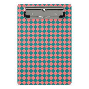 ピンク シアン チェッカー ダイヤモンド パターン ミニクリップボード