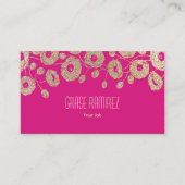 ピンク | シックとモダンバラフェイクグリッター 名刺 (正面)