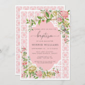 ピンク シノワズリーフラワーバプテスマ招待状 トリアノン 招待状 (正面/裏面)