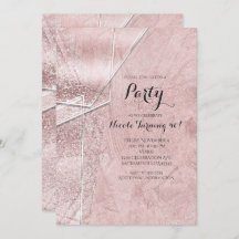 ピンク シマー クリスタル ガラス グラム パーティー 招待状