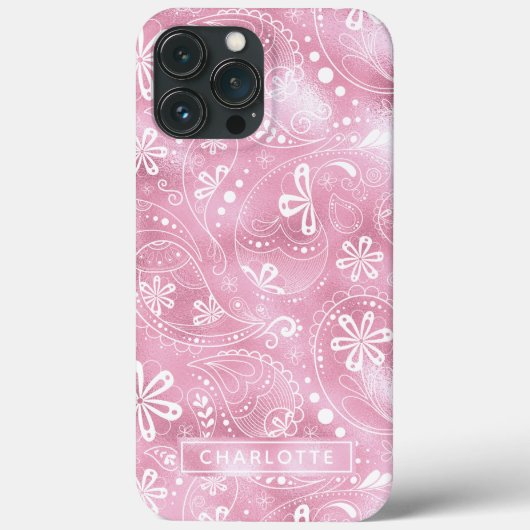ピンク シマー モダン ガーリー ペイズリー オリジナル Case-Mate iPhoneケース (裏面)