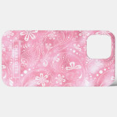 ピンク シマー モダン ガーリー ペイズリー オリジナル Case-Mate iPhoneケース (裏面 (横))