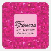 ピンク シャイニー シークイン スクエアシール (正面)