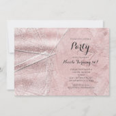 ピンク シャイマー クリスタル ガラス グラム パーティー 招待状 (正面)