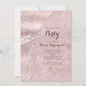 ピンク シャイマー クリスタル ガラス グラム パーティー 招待状 (正面)