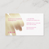 ピンク&シャンパングリッターゴールドフォイル美しいメイクアップ 名刺 (裏面)
