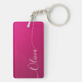 ピンク シャンパン ホワイト エレガント カリグラフィー スクリプト 名前 キーホルダー (裏面)