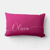 ピンク シャンパン ホワイト エレガント カリグラフィー スクリプト 名前 ランバークッション (裏面)