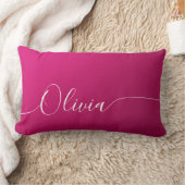 ピンク シャンパン ホワイト エレガント カリグラフィー スクリプト 名前 ランバークッション (ブランケット)