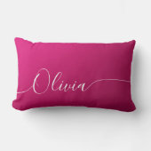 ピンク シャンパン ホワイト エレガント カリグラフィー スクリプト 名前 ランバークッション (正面)