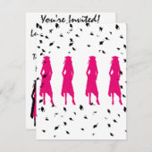 ピンク·シルエット卒業パーティー 招待状 (正面/裏面)