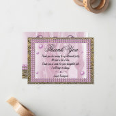 ピンク・シルク、ピンク・パール、金箔ありがとう ノートカード (正面/裏面インサイチュ)