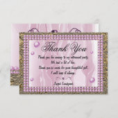 ピンク・シルク、ピンク・パール、金箔ありがとう ノートカード (正面/裏面)