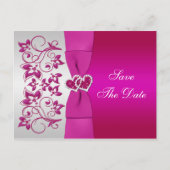 ピンク、シルバーのフローラ日付のポストカードを保存 案内ポストカード (正面)