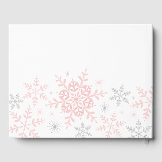 ピンク・シルバーの小さなスノーフレーク・ガール・ベビーシャワー ゲストブック (裏面)