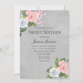 ピンク&シルバーキュートバラスイーツ16招待状 招待状 (正面)