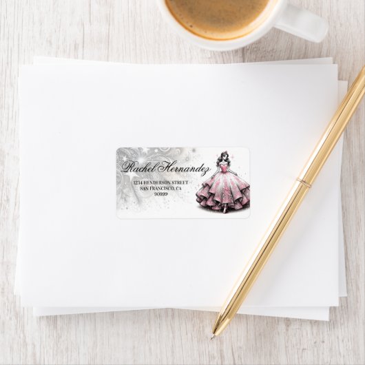 ピンク&シルバーキンセアニラガール ラベル (インサイチュ)