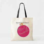 ピンク。シルバークリスマスオーナメントボール トートバッグ (正面)