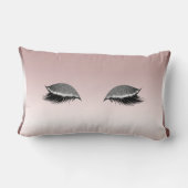 ピンク&シルバーグリッターメイクアップまつげバラ金ゴールド ランバークッション (裏面)