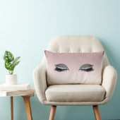 ピンク&シルバーグリッターメイクアップまつげバラ金ゴールド ランバークッション (椅子)