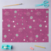 ピンク&シルバーグリッター水玉模様クリスマス 薄葉紙 (クラフト)