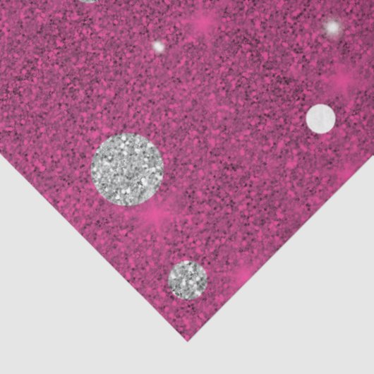 ピンク&シルバーグリッター水玉模様クリスマス 薄葉紙 (詳細)