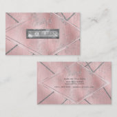 ピンク&シルバーサテンスパークルグラムシックサロンスタイル 名刺 (正面/裏面)