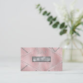 ピンク&シルバーサテンスパークルグラムシックサロンスタイル 名刺 (スタンド正面)