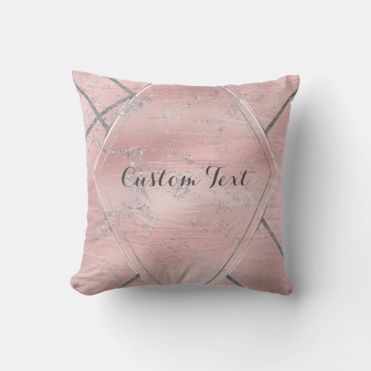 ピンク&シルバーサテンスパークルグラムデザイナースタイル クッション (正面)