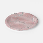 ピンク&シルバーサテンスパークルグラムデザイナースタイル ペーパープレート (アングル)