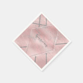 ピンク&シルバーサテンスパークルグラムデザイナーパーティー スタンダードカクテルナプキン (角)