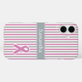 ピンク&シルバーストライプケースカスタムモノグラム Case-Mate iPhoneケース (裏面 (横))