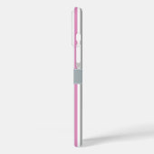 ピンク&シルバーストライプケースカスタムモノグラム Case-Mate iPhoneケース (裏面 / 左)