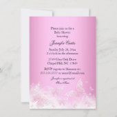 ピンク&シルバースパークルバタフライガールベビーシャワー 招待状 (裏面)