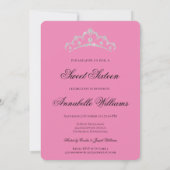 ピンク&シルバーダイヤモンドスパークルドレス甘い16 招待状 (裏面)