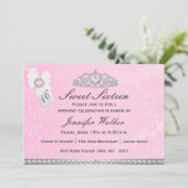 ピンク&シルバーダイヤモンドティアラSweet sixteen招待状 招待状 (スタンド正面)