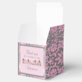 ピンク&シルバーダマスクテディベア |赤ちゃんシャワー フェイバーボックス (オープン)