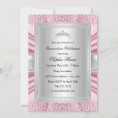 ピンク/シルバーティアラ&ダマスクキンセアニェラ第15パーティー 招待状 (裏面)