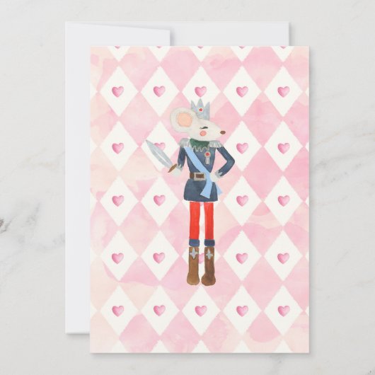 ピンク&シルバーナツクラッカー誕生日シュガープラムフェアリー 招待状 (裏面)