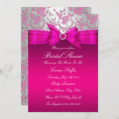ピンク&シルバーバラブライダルシャワー招待状 招待状 (正面/裏面)