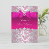 ピンク&シルバーバラSweet sixteen招待状 招待状 (スタンド正面)