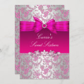 ピンク&シルバーバラSweet sixteen招待状 招待状 (正面/裏面)