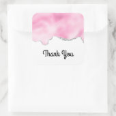 ピンク&シルバーフェイクグリッタースタイリッシュサンキュー スクエアシール (バッグ)