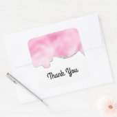 ピンク&シルバーフェイクグリッタースタイリッシュサンキュー スクエアシール (封筒)