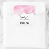 ピンク&シルバーフェイクグリッター縁どスタイリッシュ誕生日 スクエアシール (バッグ)