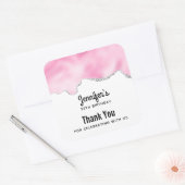 ピンク&シルバーフェイクグリッター縁どスタイリッシュ誕生日 スクエアシール (封筒)