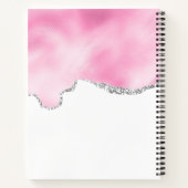 ピンク&シルバーフェイクグリッター縁どスタイリッシュR ノートブック (裏面)