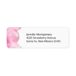 ピンク&シルバーフェイクグリッター縁どスタイリッシュR ラベル